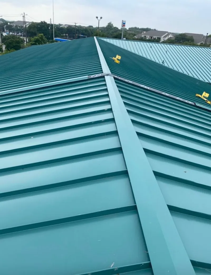 Green commercial metal roof ridge and valley for Metal Roof Repair in Kentwood